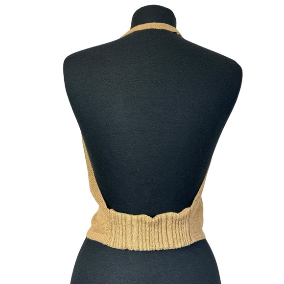 Free People Iris Sweater Open Back Tan Halter Top M - Picture 8 of 12